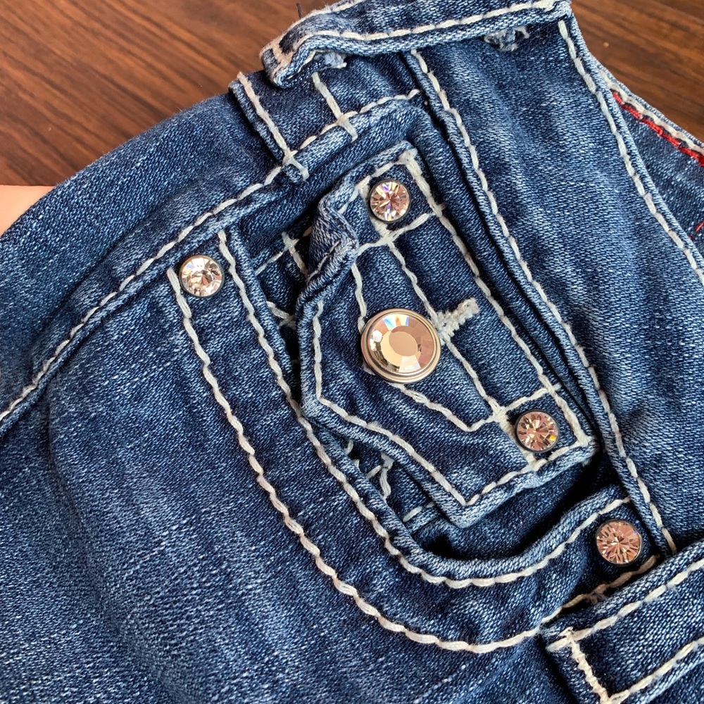 BLING true religion size 25 blue and white jeans